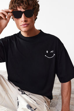 TRENDYOL MAN Siyah Oversize/Genis Kesim Nak?sl? %100 Pamuklu T-Shirt TMNSS21TS3685 - Trendyolmilla фото 4