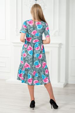 Платье женское с рукавами из кулирки Шейла пион на сером - Амадэль фото 12