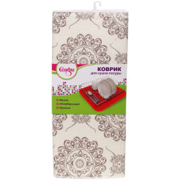 Цена за 2 шт. Коврик для сушки посуды 38*50см "Цветочный узор" бежевый