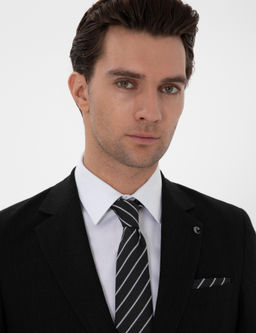 Siyah Slim Fit Keten Kar___ml_ Tak_m Elbise