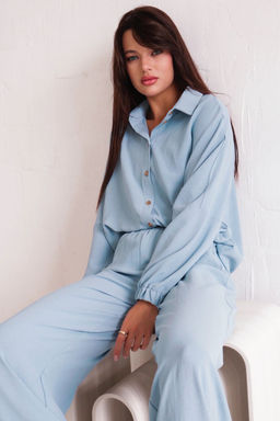 9650 Костюм в пижамном стиле голубой - Martichelli фото 28