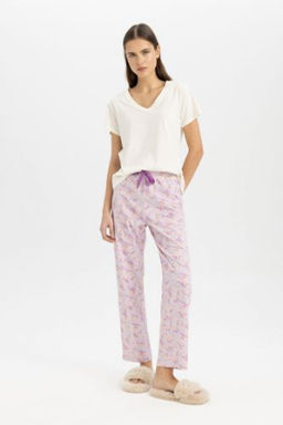 Fall in Love Pijama Tak?m? Regular Fit K?sa Kollu Ust Desenli Uzun Alt