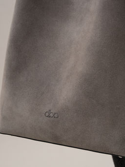 Замшевая сумка шоппер Olga DBR 30948 серый замок  фото 9