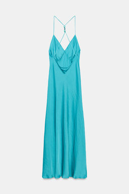 VESTIDO SATINADO ABALORIOS ESPALDA / Turquesa - Zara фото 9