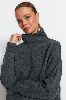 Antrasit Genis Kal?p Yumusak Dokulu Triko Kazak TWOAW23KZ00469 - Trendyolmilla фото 6