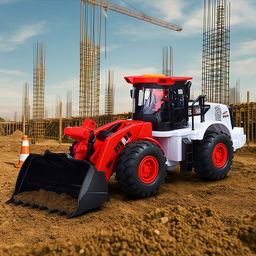 Трактор "Бульдозер" (свет, звук) в коробке (красный)