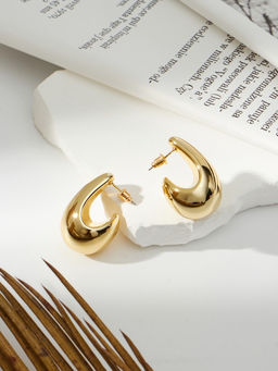 Серьги пластик «Капля» изогнутая, цвет золото