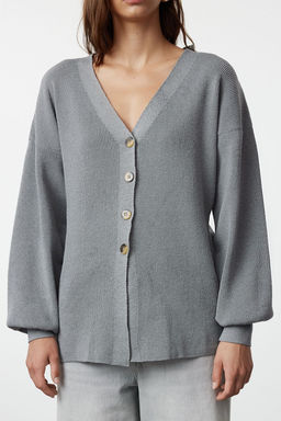 Gri V Yaka Triko H?rka TWOAW25HI00107 - Trendyolmilla фото 4