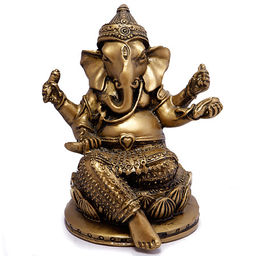 Фигурка Фен Шуй Ганеш в лотосе 10cм дарует просветление, процветание и защиту