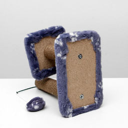 Когтеточка для котят двойная, 30 х 20 х 34 см, джут, серая с лапками - Пижон фото 7