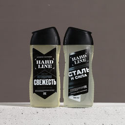 Подарочный набор косметики Сталь и сила, гель для душа 250 мл и шампунь для волос 250 мл, HARD LINE