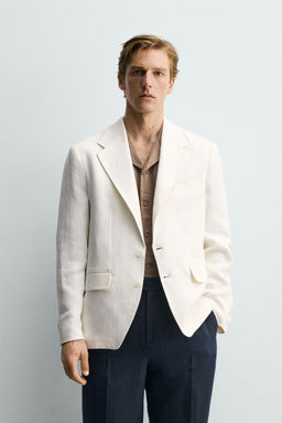 BLAZER RELAXED FIT TRAJE 100% LINO / Blanco