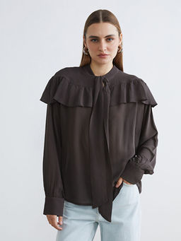 Fular Yaka F?rf?rl? Oversize Bluz