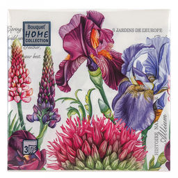 Салфетки бумажные "Bouquet Home Collection Classic" 33х33см, 3-х слойные, 20 штук в упаковке, 100% целлюлоза, "Декоративные ирисы" (Россия)