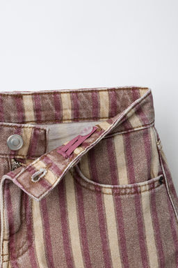 BERMUDA DENIM RAYAS / Burgundy - Zara фото 4