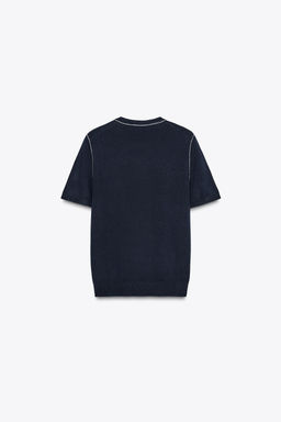 SHORT SLEEVE KNIT TOP WITH PIPING - Zara фото 41