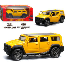 Жёлтая инерционная машинка die-cast , 1:32, с люком