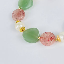 Браслет из Клубничного кварца, Жемчуга и Авантюрина 17 см +