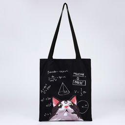 Сумка шопер Котик, 35х0.5х40 см, отд без молнии, без подклада, чёрная - Nazamok фото 2