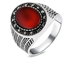 Кольцо, сердолик , марказит, ТМК-1458