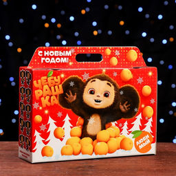 Подарочная коробка Чебурашка, Портфель широкий , 31 х 8,5 х 20,3 см