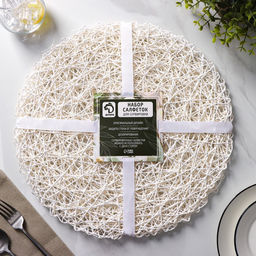 Набор салфеток сервировочных на стол Доляна Одуванчик, 4 шт, d=38 см, цвет белый  фото 5