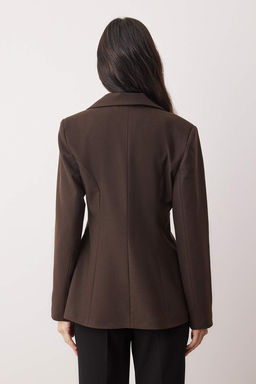 EXCLUSIVE Ozel Koleksiyon Kahverengi Fitted Kase Blazer Ceket TWOAW26BC00054