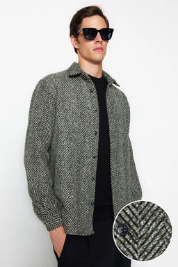 Haki Unisex Relaxed Fit Bal?ks?rt? Desenli K?sl?k Gomlek TMNAW24GO00054