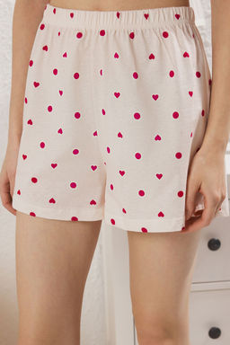 Trendyolmilla K?rm?z? %100 Pamuklu Kurdele/Fiyonklu Kalpli Sortlu Orme Pijama Tak?m? THMSS25PT00395  фото 3