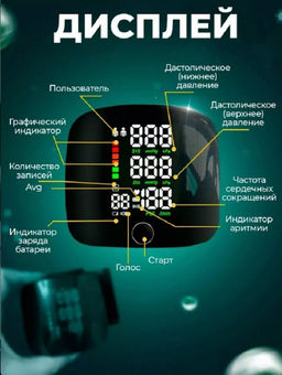 Тонометр автоматический электронный на запястье черный (3214)