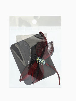 Брошь «Стрекоза», плетёная, бордово-чёрная