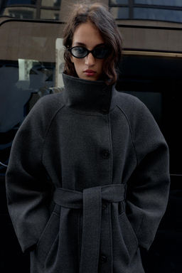 SOFT HIGH-NECK COAT WITH BELT - Zara фото 2