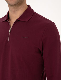 Bordo Slim Fit K_vr_lmaz Fermuarl_ Polo Yaka Basic Pike Sweatshirt - Pierre cardin фото 6