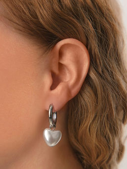 Серьги со съёмным элементом «Трансформер» сердечко жемчужное, цвет белый в серебре