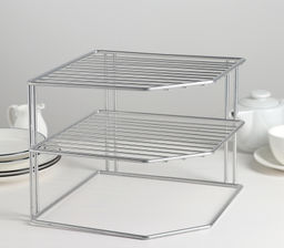 _Подставка для посуды угловая 2-х ярусная (25*25*20см), хром арт. АЛТ 202С