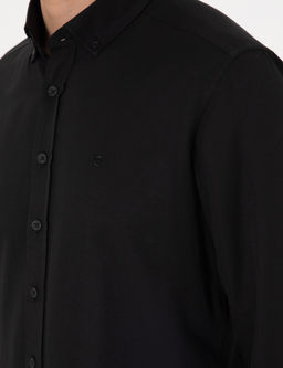 Siyah Oxford Slim Fit Kolay _t_lenebilir G_mlek