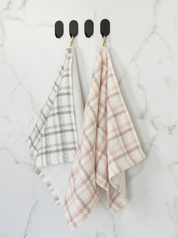 Набор кухонных полотенец 34x70, 2 шт белый/серый, белый/бежевый хлопок