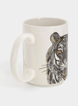 Кружка, 500 мл, фарфор N, белая, Тигр, Wild
