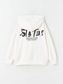 Bask?l? Uzun Kollu Erkek ?ocuk Hoodie - Waikiki фото 3
