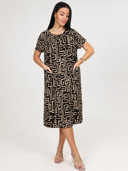 756 ЖЕНСКОЕ ПЛАТЬЕ (Черный/бежевый) - А-дина фото 2