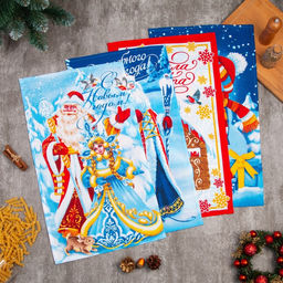 Набор кухонных полотенец Доляна С новым годом 35х60см-4шт, 100% хлопок  фото 2