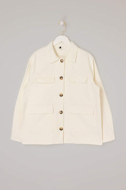 Ekru Cep Detayl? Oversize Denim Ceket TWOSS26CE00030 - Trendyolmilla фото 5