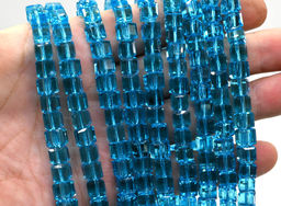 Бусины из циркона кубик гр.7*7мм цв.голубой, 39см, 59 бусин Радуга камня