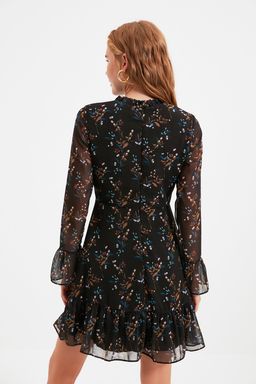 Siyah Dik Yaka Dokuma Elbise TCLAW19LJ0076