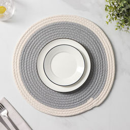 Салфетка сервировочная на стол Доляна Мира, d=38 см, хлопок, цвет серый, рисунок МИКС  фото 4