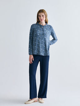 Ba?lamal? Yaka Desenli Bluz