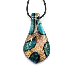 Кулон Лист 30*60мм из муранского стекла цв.бирюзовый