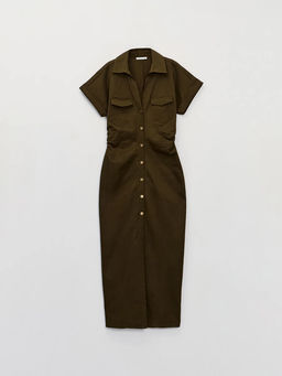 Платье миди из хлопка со сборками / Zarina