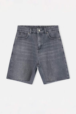 Koyu Mavi Yuksek Bel City Boy Denim Sort TWOSS26SR00107 - Trendyolmilla фото 3