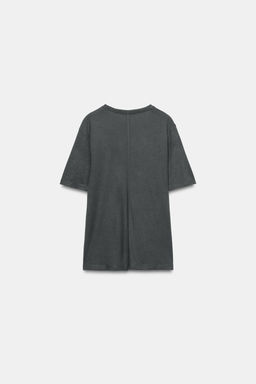 CAMISETA ESCOTE PICO FLUIDA / Plomo oscuro
